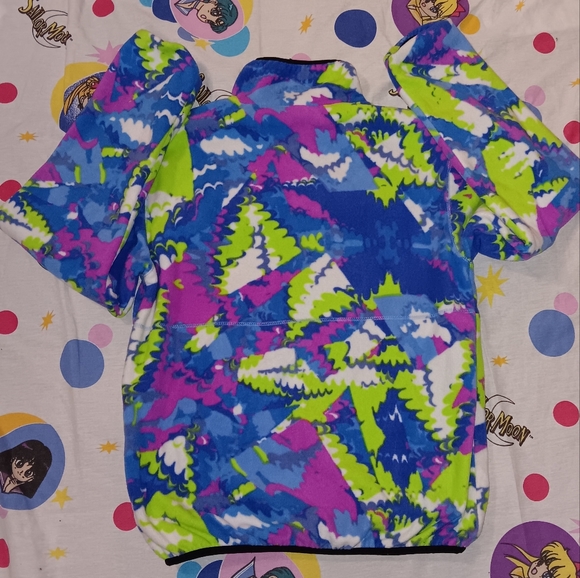 2016 Palace Reversible Windbreaker Fleece Jacket Navy Blue Tie Dye Skateboards - Picture 2 of 12